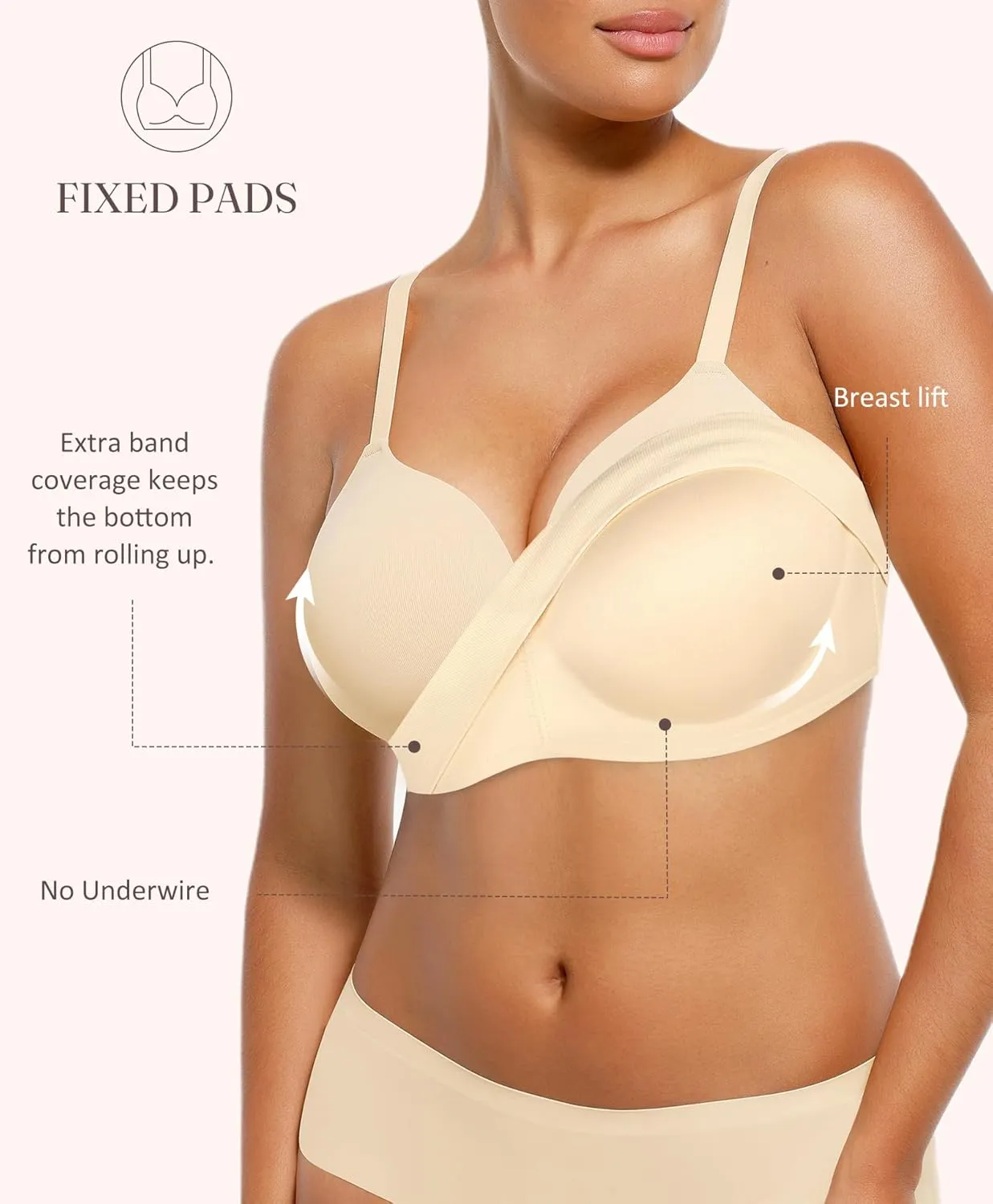 FeelinGirl Wireless Supportive Bra for Women, Seamless Comfort Bralettes No Underwire Full Coverage Everyday Bras