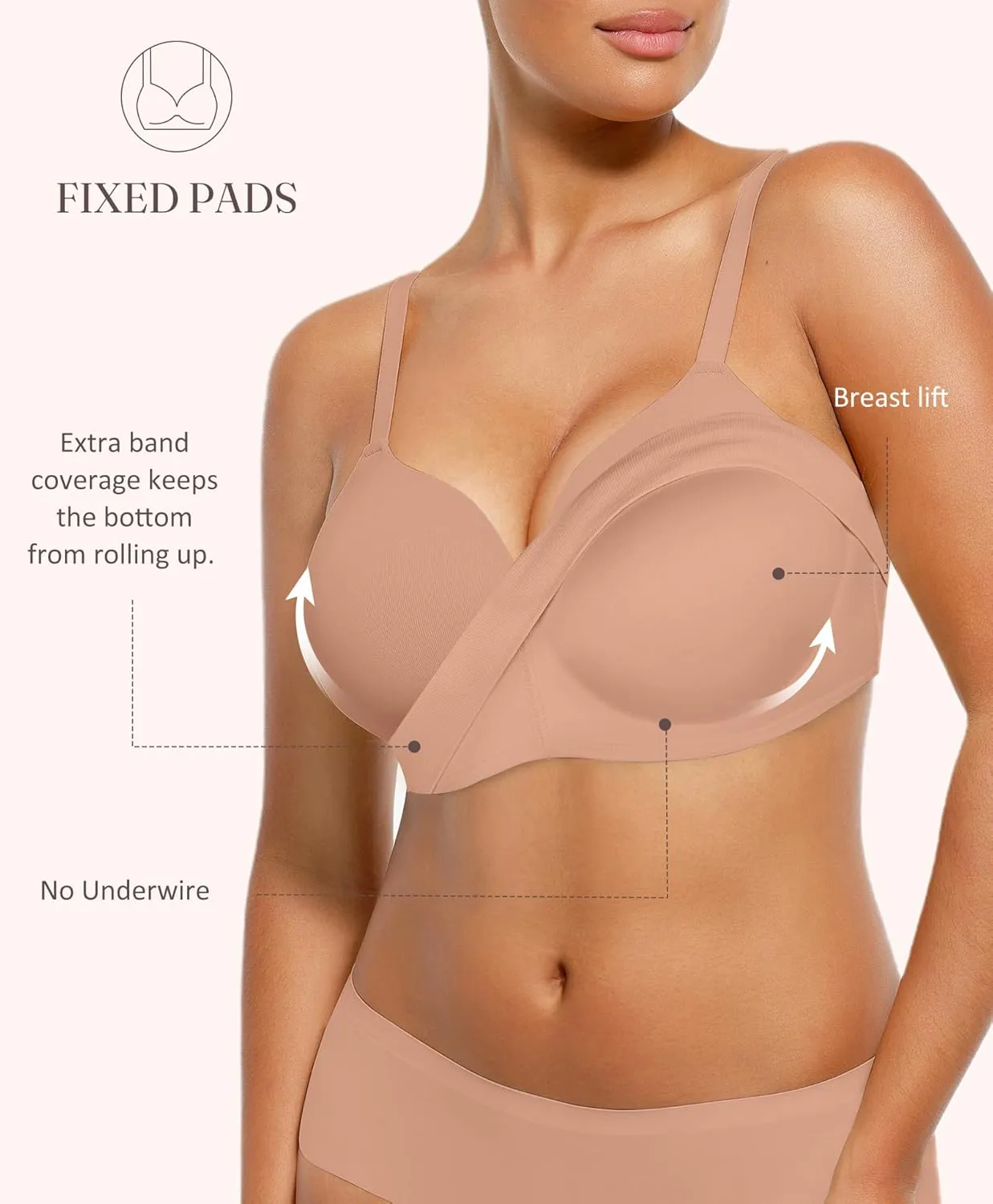 FeelinGirl Wireless Supportive Bra for Women, Seamless Comfort Bralettes No Underwire Full Coverage Everyday Bras
