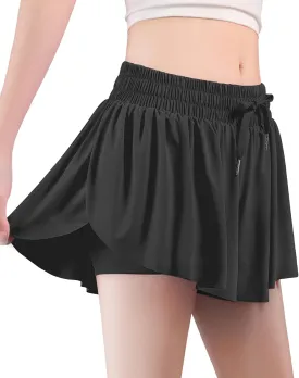 HASMES Girls Butterfly Shorts Teen Flowy Athletic Shorts for Running Dance Cheer 5-14Y