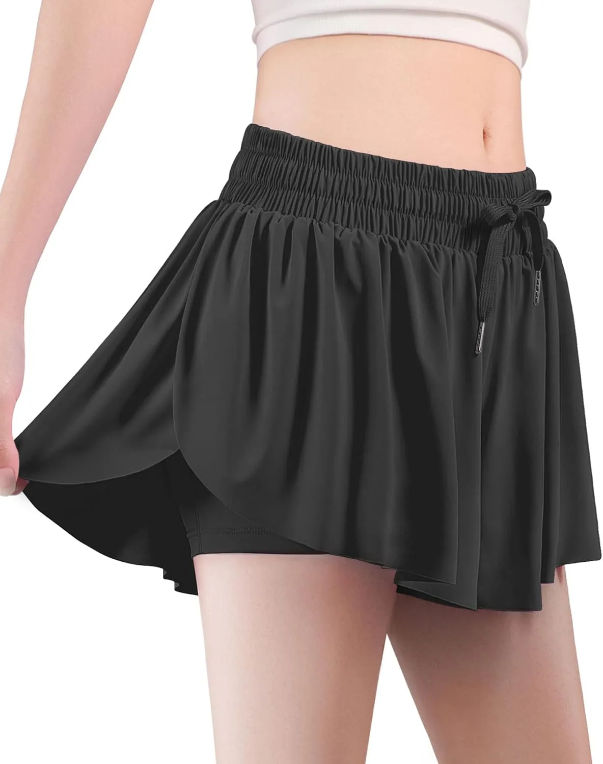 HASMES Girls Butterfly Shorts Teen Flowy Athletic Shorts for Running Dance Cheer 5-14Y