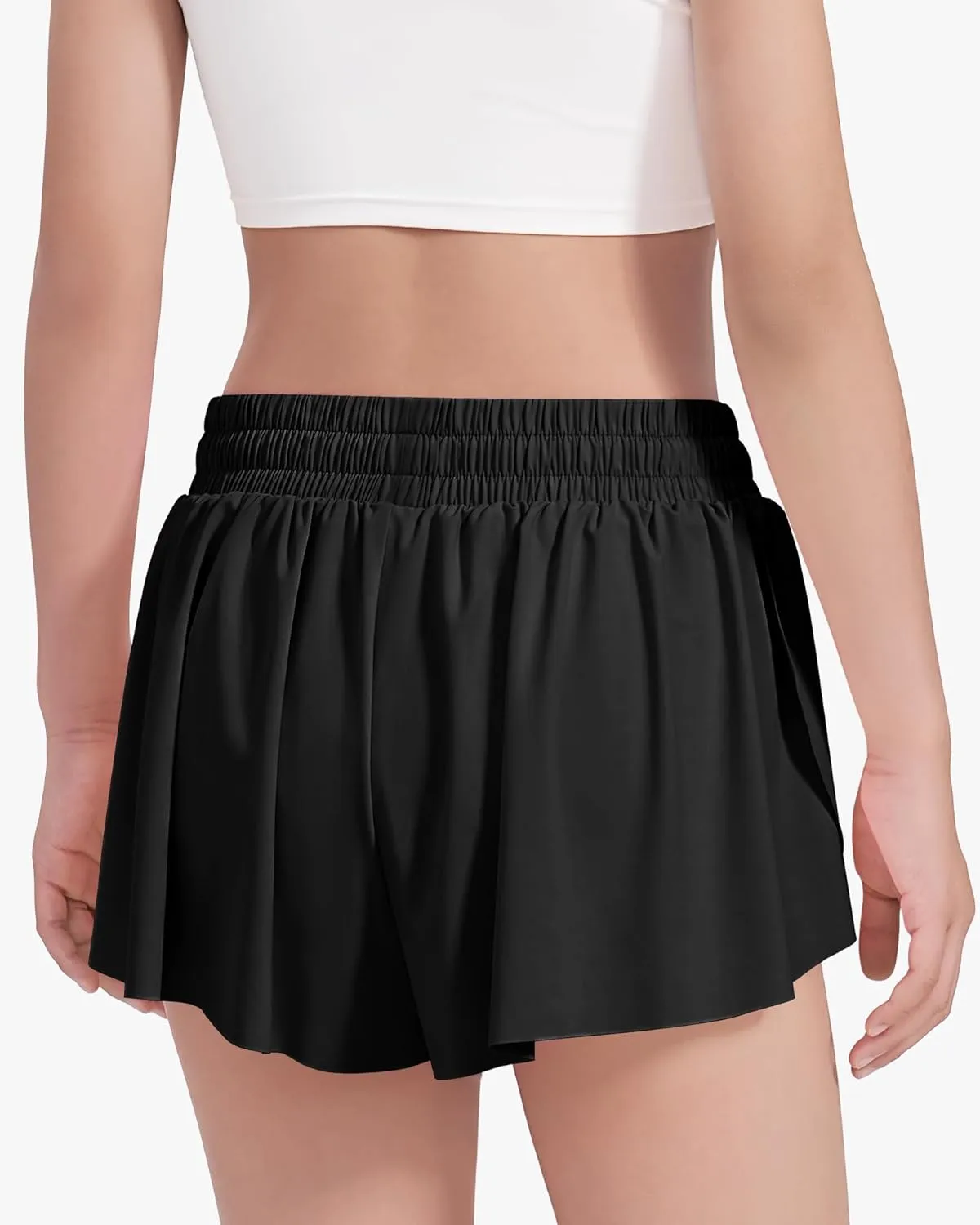 HASMES Girls Butterfly Shorts Teen Flowy Athletic Shorts for Running Dance Cheer 5-14Y