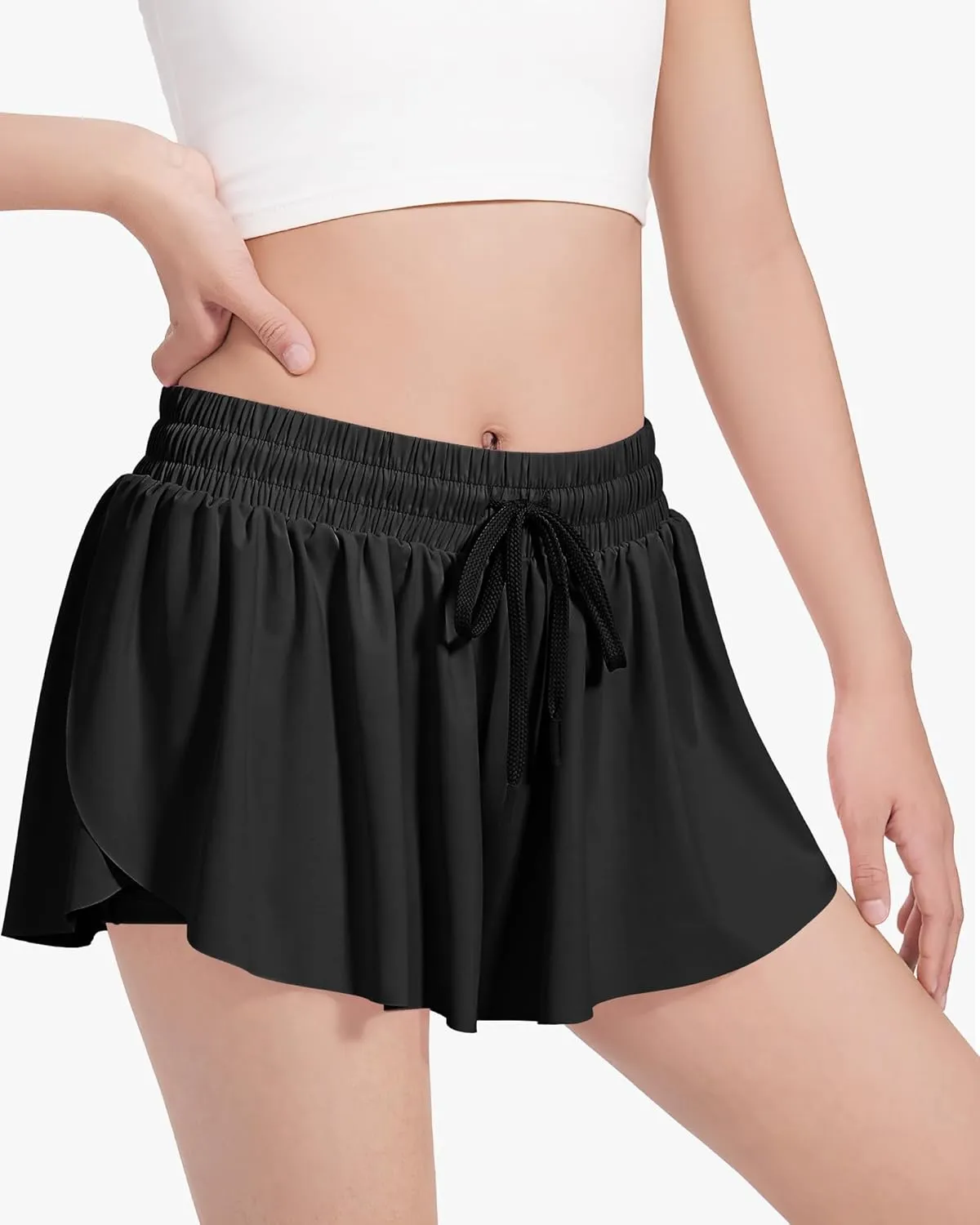 HASMES Girls Butterfly Shorts Teen Flowy Athletic Shorts for Running Dance Cheer 5-14Y