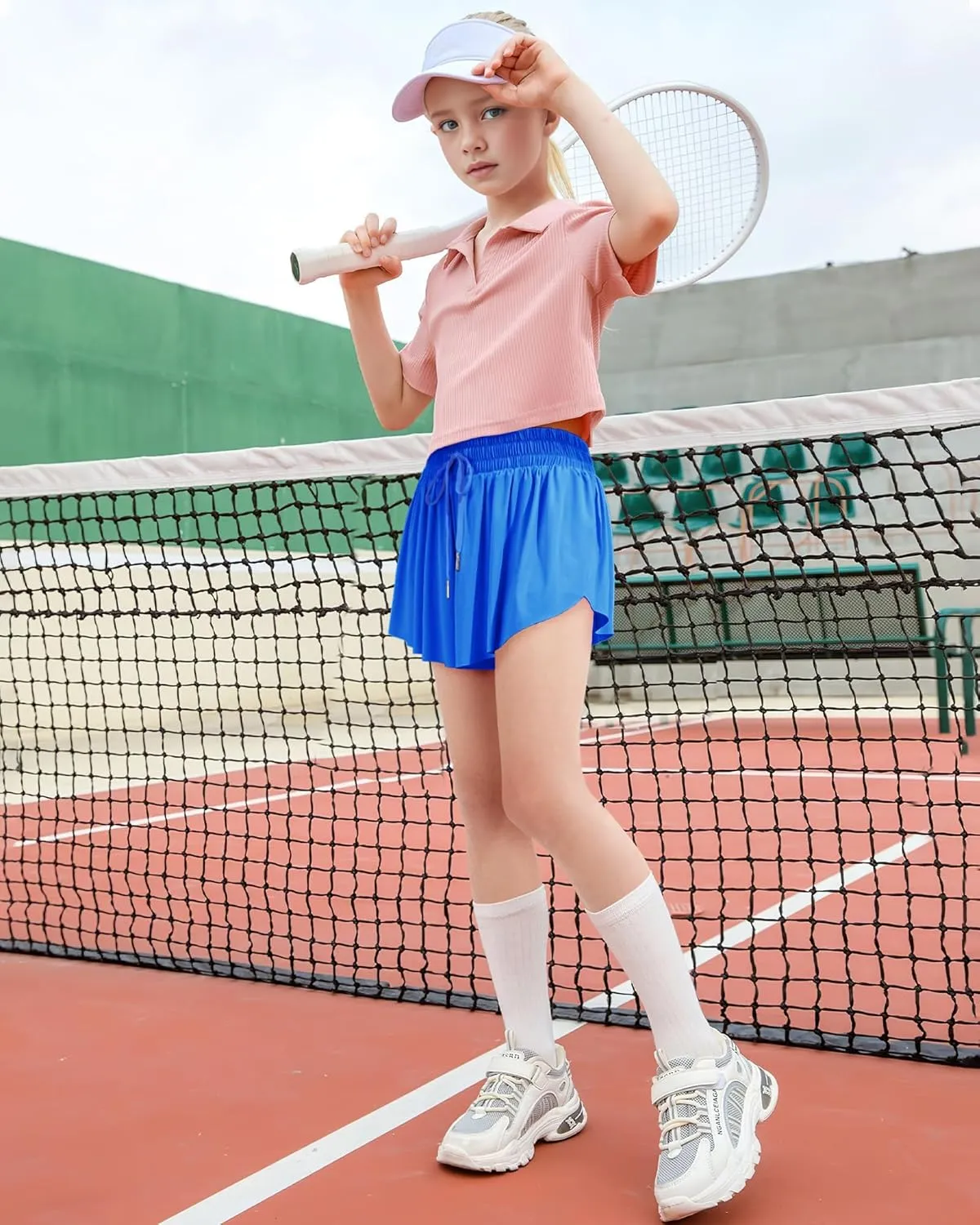 HASMES Girls Butterfly Shorts Teen Flowy Athletic Shorts for Running Dance Cheer 5-14Y