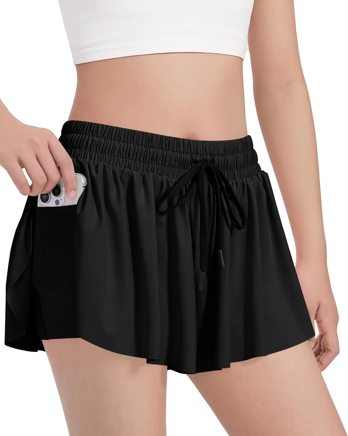 HASMES Girls Butterfly Shorts Teen Flowy Athletic Shorts for Running Dance Cheer 5-14Y