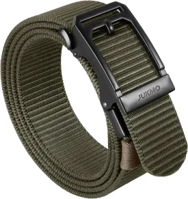 JUKMO Men's Ratchet Tactical Gun Belt, 1.5" Nylon Web Work Belt with Automatic Slide Buckle, Adjustable Trim to Fit