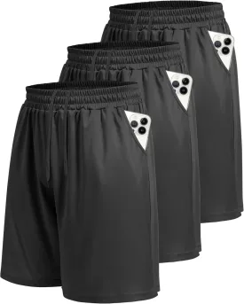 LalaHooK 3 Pack Athletic Gym Mens Shorts - Casual Black Quick Dry Basketball Shorts with Pockets for Workout Running