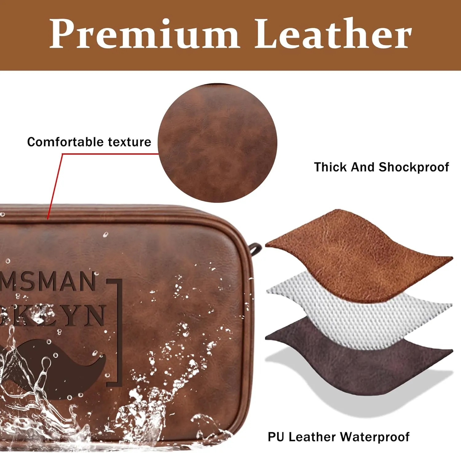 Personalized Leather Toiletry Bag For Men, Custom Mens Toiletry Travel Bag With Name, Men Dopp Kit Gifts For Boyfriend Dad Husband Birthday Anniversary Christmas, Wedding Groomsmen Gifts