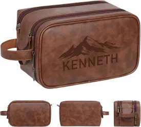Personalized Leather Toiletry Bag For Men, Custom Mens Toiletry Travel Bag With Name, Men Dopp Kit Gifts For Boyfriend Dad Husband Birthday Anniversary Christmas, Wedding Groomsmen Gifts