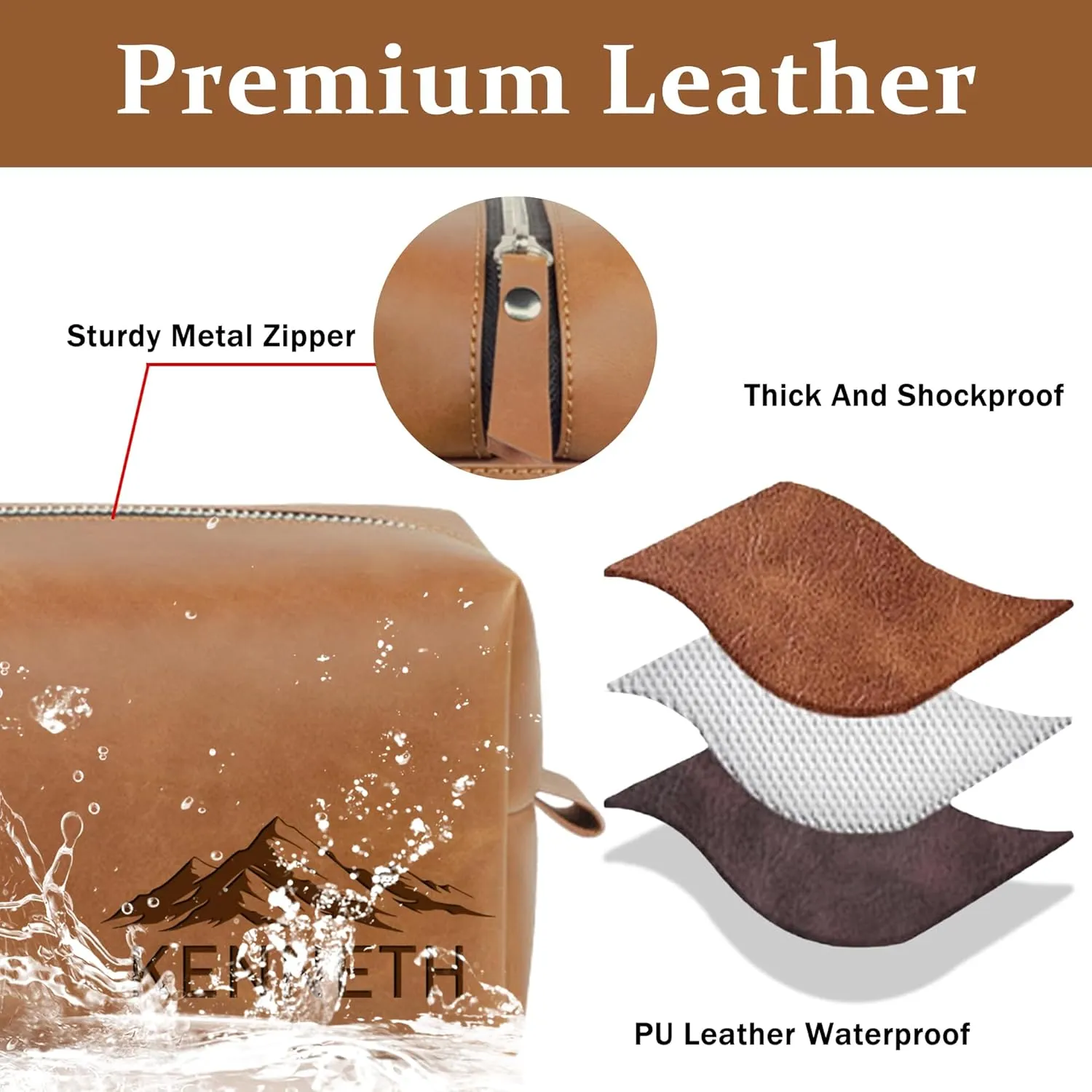 Personalized Toiletry Bag For Men, Custom Leather Mens Toiletry Travel Bag With Engraved Name, Customized Men Dopp Kit Gifts For Dad Husband Boyfriend Fathers Day Birthday, Groomsmen Gifts