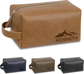 Personalized Toiletry Bag For Men, Custom Leather Mens Toiletry Travel Bag With Engraved Name, Customized Men Dopp Kit Gifts For Dad Husband Boyfriend Fathers Day Birthday, Groomsmen Gifts