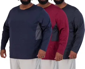 Real Essentials 3 Pack: Men??s Big & Tall Tech Stretch Long-Sleeve & Short-Sleeve Dry-Fit T-Shirt (3XT-5XT)