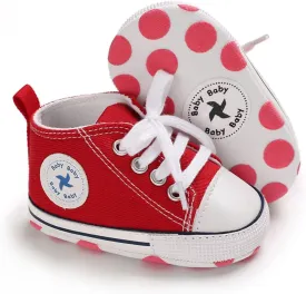 Sekantrol Unisex Baby Girls Boys Shoes Infant Soft Sole Canvas Newborn First Walkers High Top Anti-Slip Sneakers