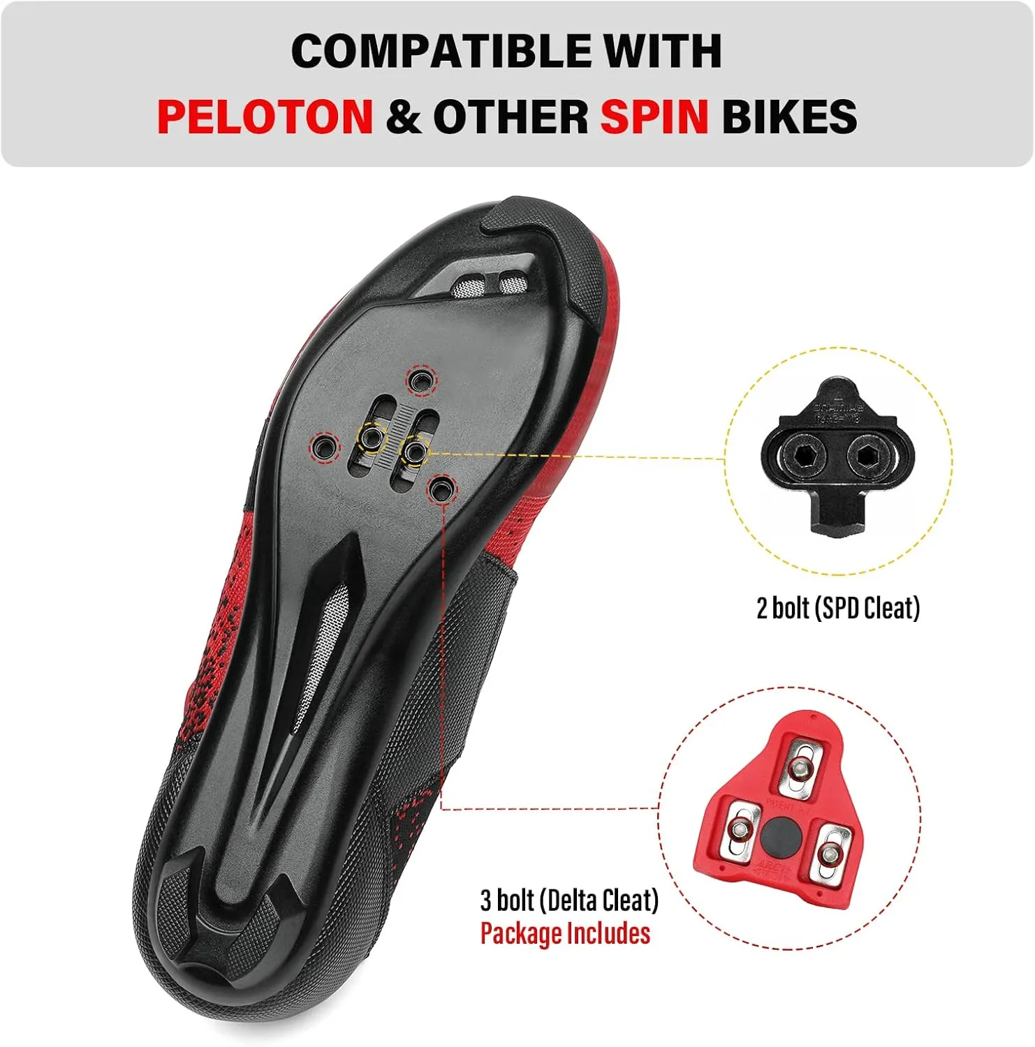Unisex Cycling Shoes Compatible with Peloton Bike & SPD Indoor Road Riding Biking Bike Shoes with Delta Cleats Included for Men Women