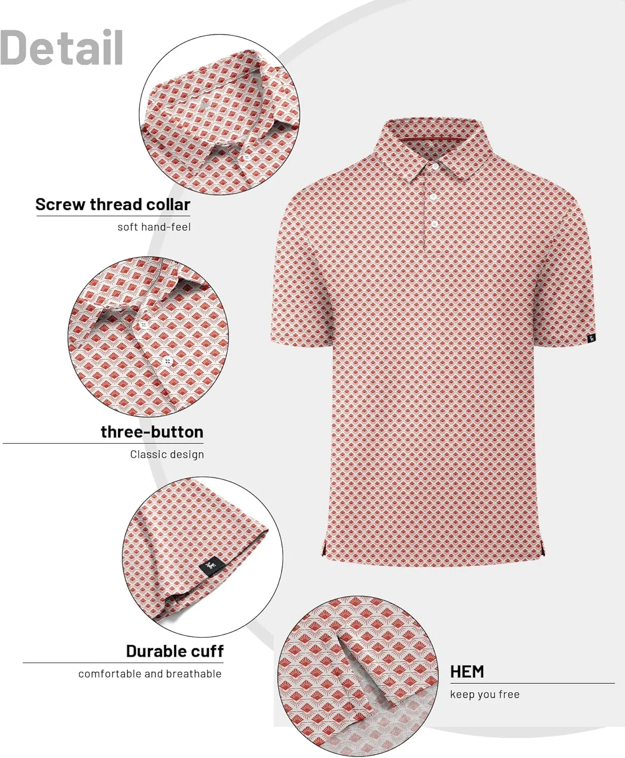 ZITY Mens Print Polo Shirts Short Sleeve Moisture Wicking Shirts for Men Golf Tennis Daily Casual Collared T-Shirt